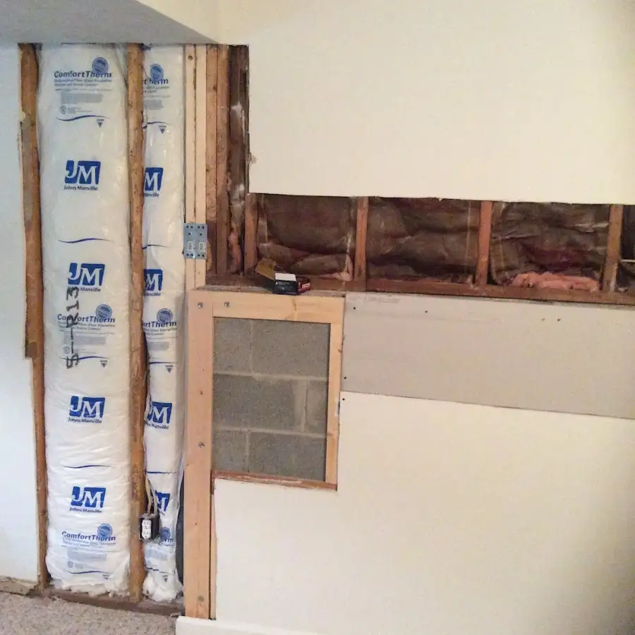 Wall insulation replacement during Basement Flood Cleanup in Woodlawn